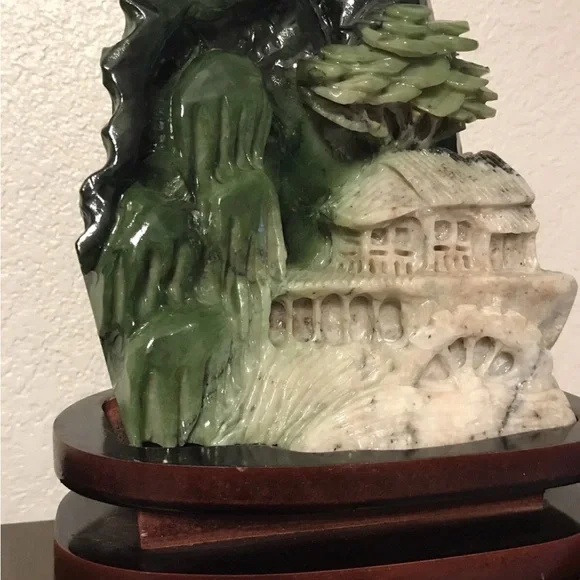 Chinese Dushan Jade Stone Carved Landscape Village Sculpture 12” Tall - Picture 4 of 10